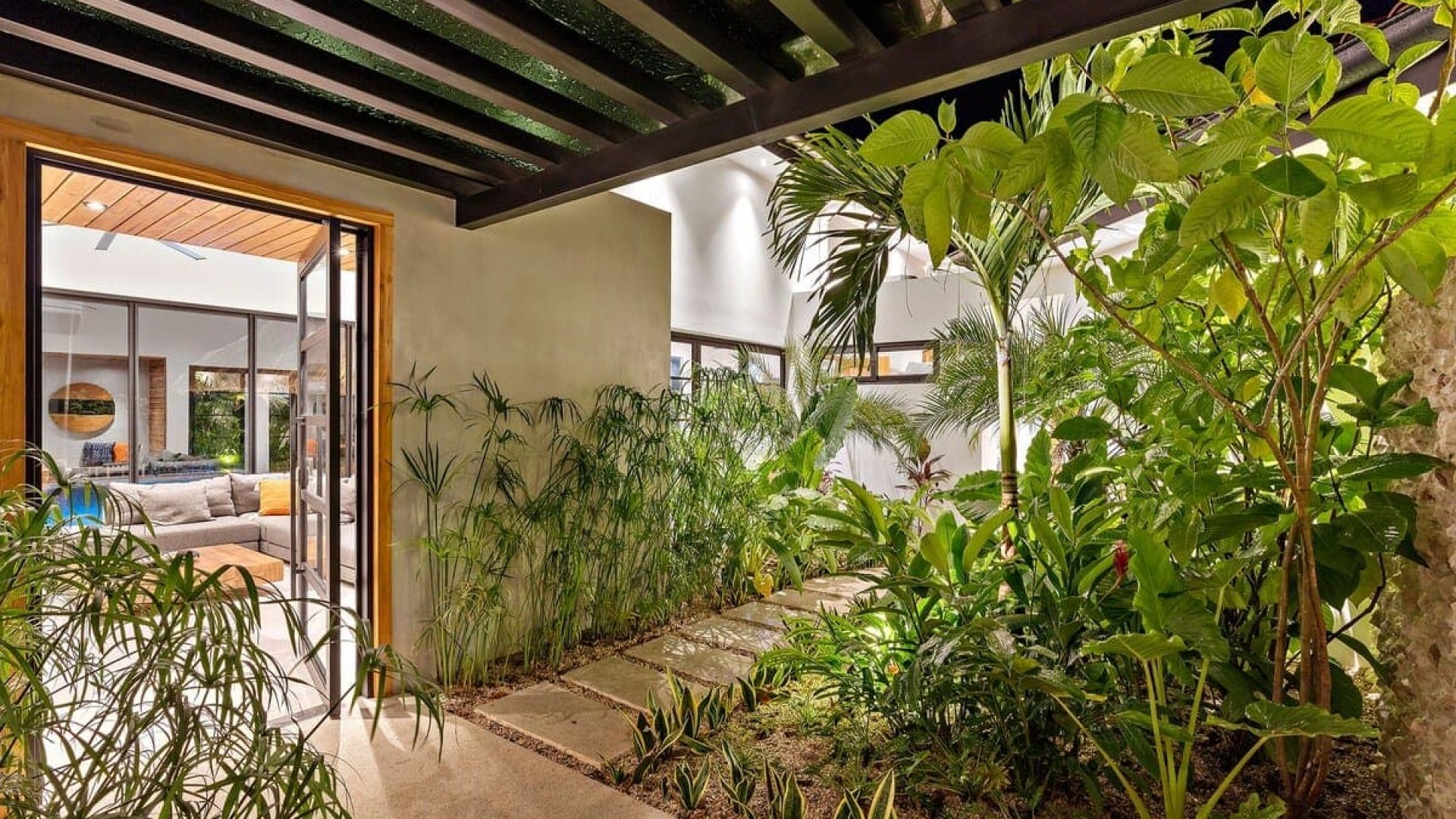 Pathway to the main door and to the garage area